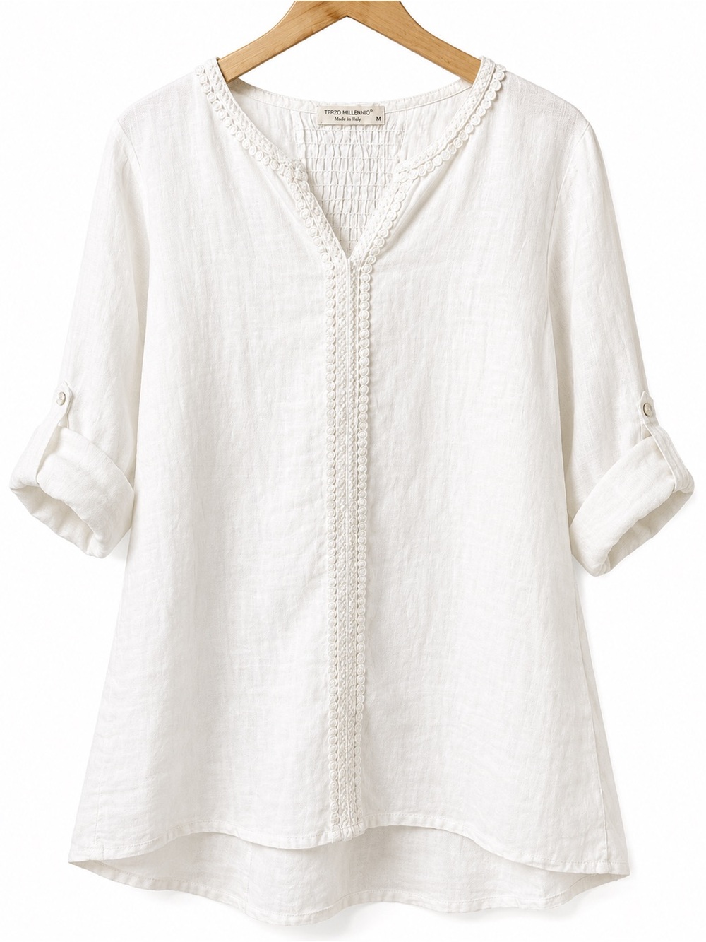 Made in Italy 100% Linen Terzo Millennio White Cream Medium Coastal Lagenlook - Picture 9 of 9
